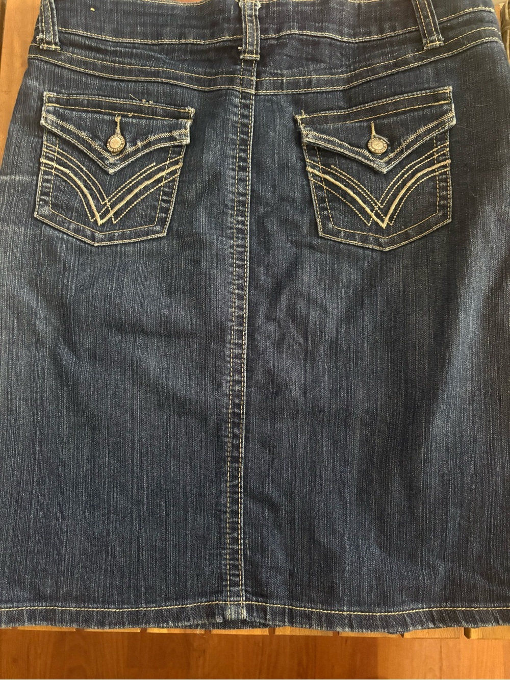 Dark Blue Bongo Denim Skirt with Contrast Stitching